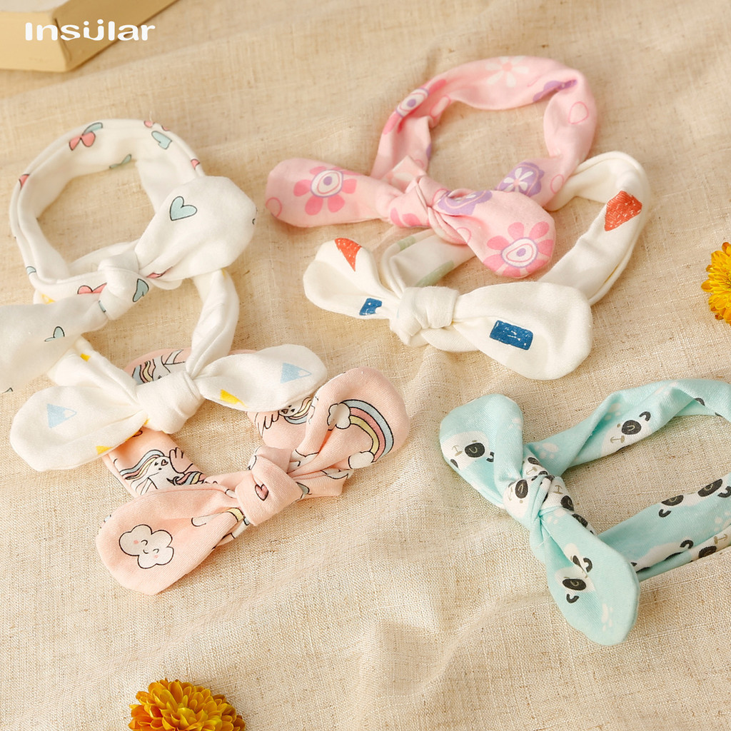 Insular 3 ชิ้น/ล็อตใหม่ผ้าฝ้ายผม Bow Headbands สาวเสือดาวดอกไม้พิมพ์ผม Bow ไนลอนแถบคาดศีรษะเด็กทารก Knotbow Hairpins