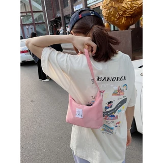 (จัดส่งตลอด 24 ชั่วโมง）Angle Official เสื้อยืดผู้หญิง Oversize เสื้อแขนสั้น สไตล์เกาหลี เที่ยวไทย ซัมเม T101