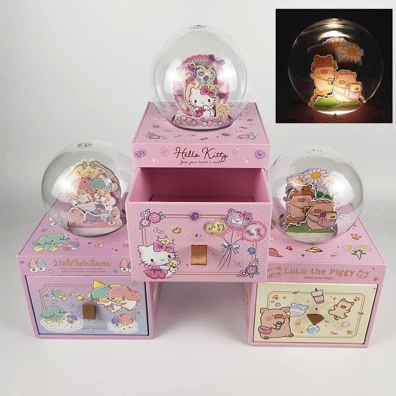 Sanrio Kitty Twin Star Lulu The Piggy Globe Jewlery Box w/ LED Light 8220