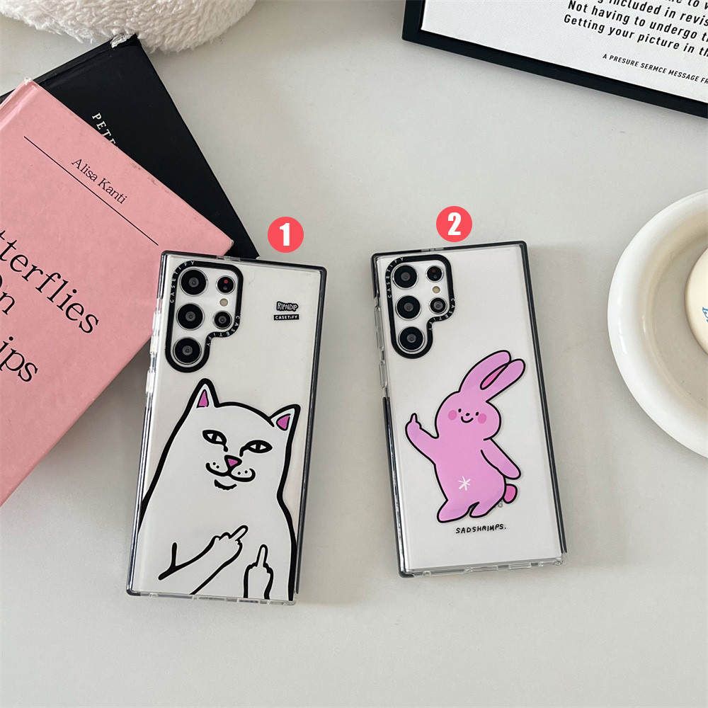 เคสโทรศัพท์มือถือ กันกระแทก ลายกระต่ายนิ้วกลาง สําหรับ Samsung S24 Ultra Plus S23 Plus S20 S21 S22 Ultra 5G