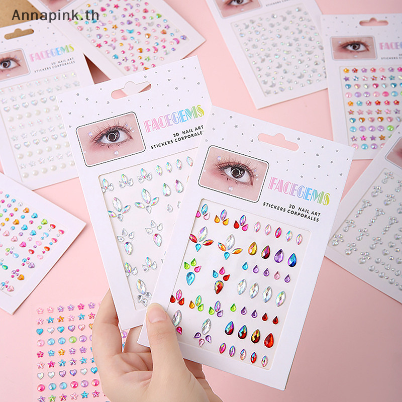Annapink.th Face Gems Tattoo Eye Jewels Festival Body Crystal Make Up Sticker Pearls EN
