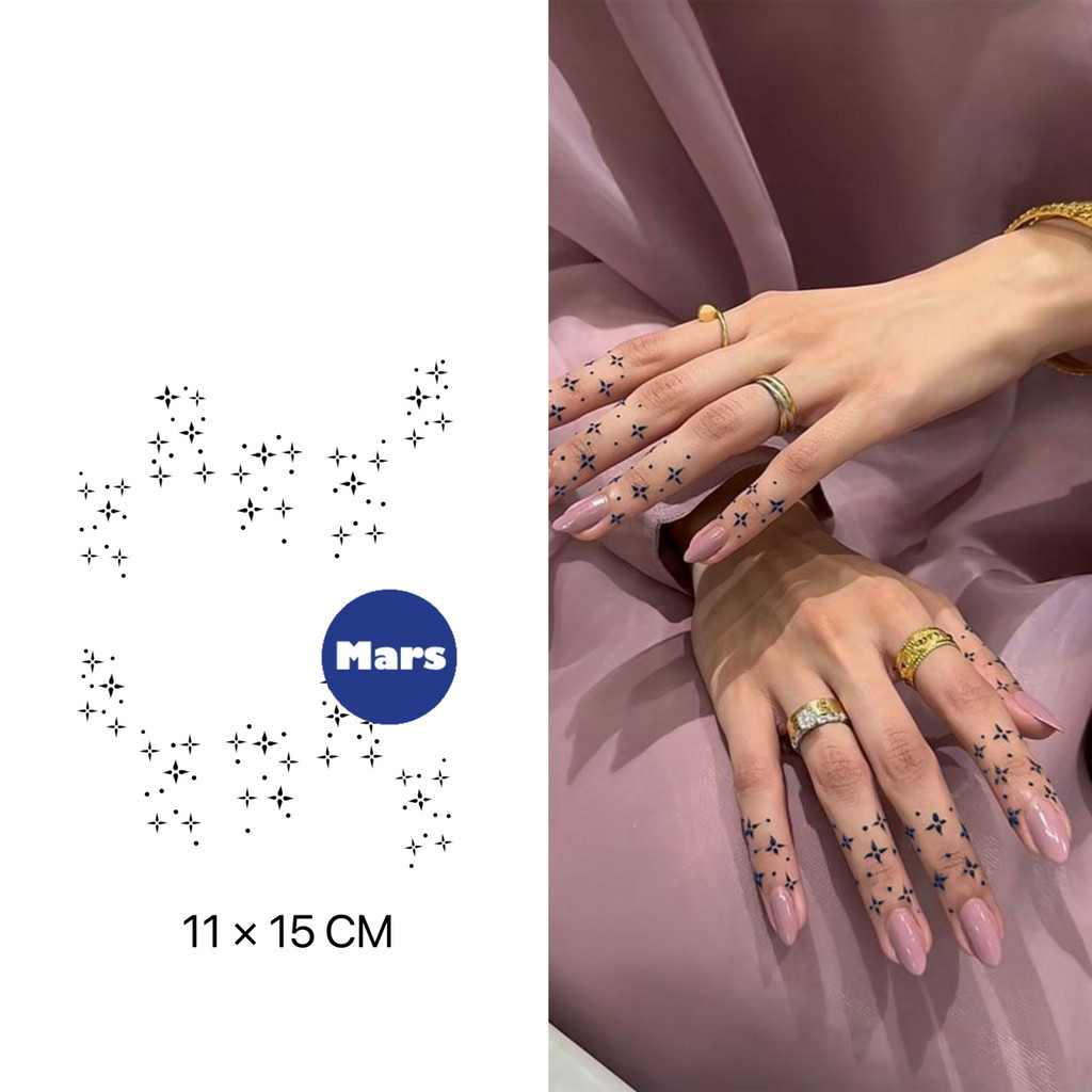 【Mars Tattoo】ใหม่ สติกเกอร์รอยสักชั่วคราว ลายเฮนน่า ดาว D244 กึ่งถาวร ติดทนนาน 2 สัปดาห์