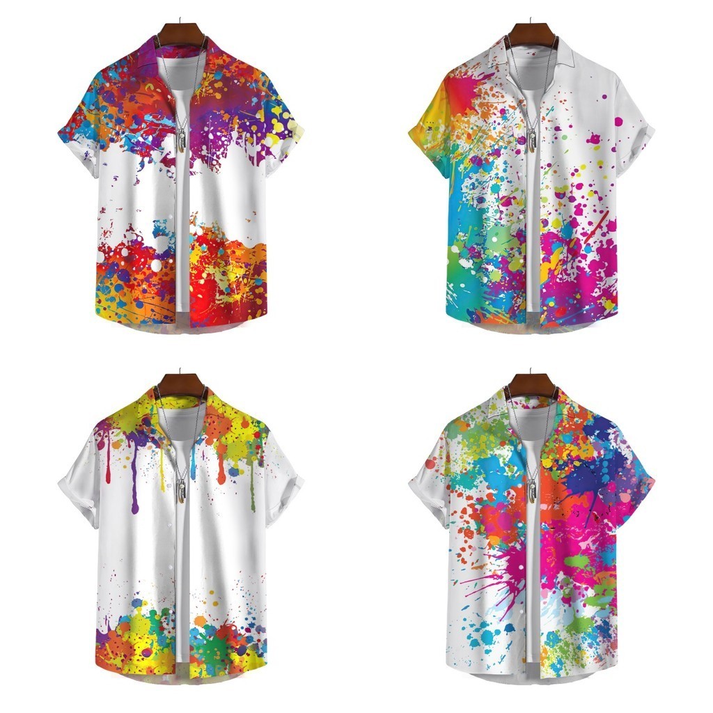 (มีสินค้า) Thailand เสื้อสงกรานต์2567 ผู้ชายชายหาดฮาวาย เสื้อผ้ายูนิเซ็กซ์ที่ระบายอากาศได้แห้งเร็ว Shirt Songkran Casual มัดย้อม Shirt