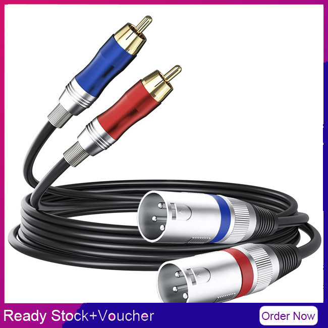 Bellylady Dual Xlr 3-pin Male To Dual Rca Male Audio Cable Dual Xlr To Dual Rca ปลั๊กแพทช์สายไฟเชื่อมต่อสายไฟ
