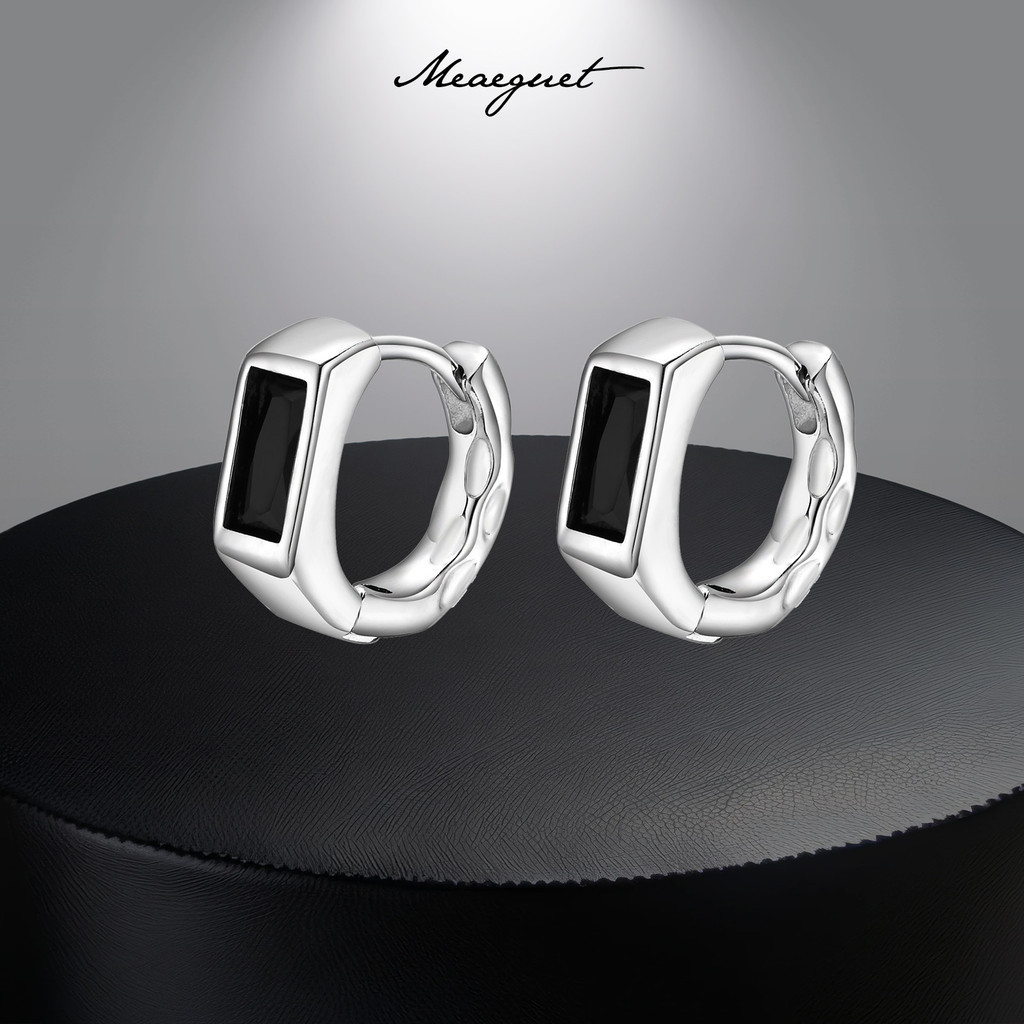 Meaeguet ต่างหูห่วงเงิน ประดับเพทาย สไตล์ฮิปฮอป สําหรับผู้ชาย ผู้หญิง