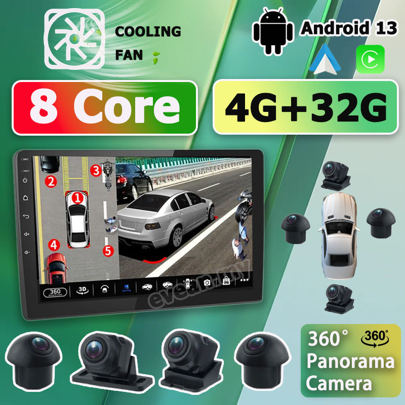 ระบบพัดลม(ระบายความร้อน) จอ android รถยนต์ พร้อมกล้องพาโนรามา 360 องศา 8Core 4G + 32G จอ 2din จอติดรถยนต์