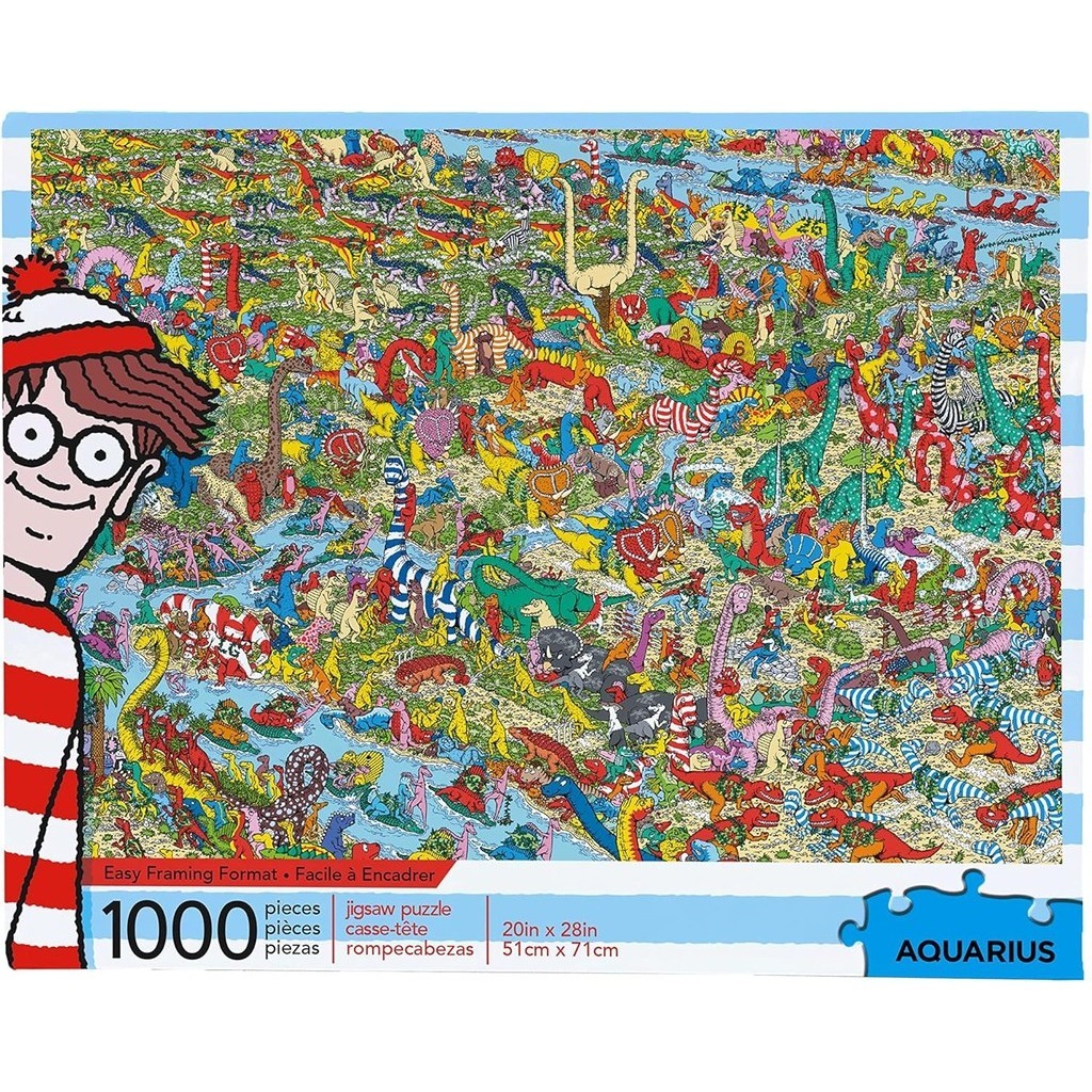 Where's Waldo Dinosaurs จิ๊กซอว์ ลาย Where's Waldo Merchandise &amp; Collectibles ขนาด 20x28 นิ้ว 1000 ชิ้น
