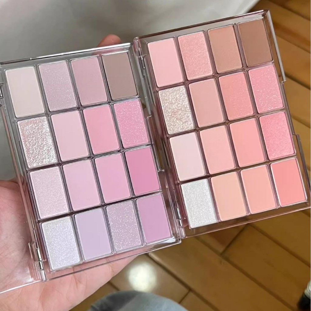 พาเลทตา 16สี พาเลทอายแชโดว์ โทนส้มชมพู ประกายมุก แมท ประกายชิมเมอร์ สีสวย ติดทน กันน้ำ เหมาะสำหรับผู้เริ่มต้น