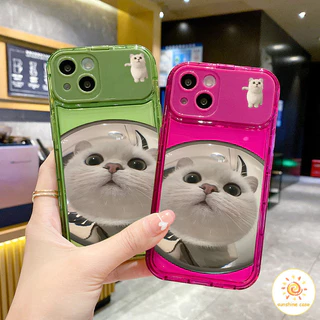 กระจกแต่งหน้า กระจกพลิก กระจกแต่งหน้าแมว ไอโฟน11 For iPhone12 13 14 15Pro MAX X XS XR XS 6 7 8Plus SE2020 เคสโทรศัพท์