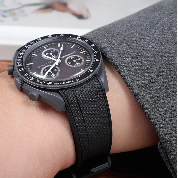 สําหรับ Omega S-watch Joint-Name ซิลิโคนกันน้ํา 20 มม.สายนาฬิกาผู้ชายผู้หญิงคู่ Seahorse Planet Arc อินเทอร์เฟซยางสายนาฬิกา