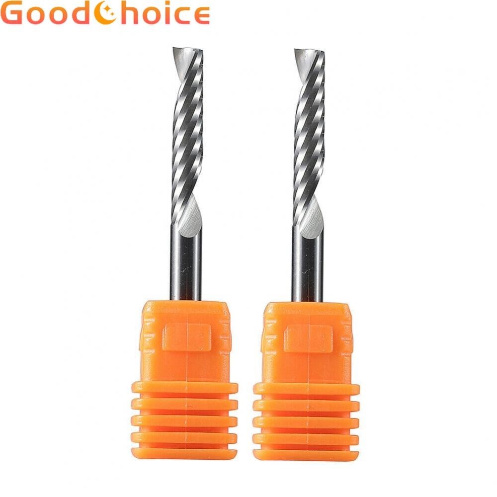 2pcs Single Spiral Carbide Router Drill Bit Straight shank Accessory End mill