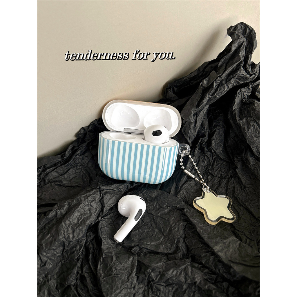 ลายทางสีเหลืองและสีน้ําเงินสําหรับ Airpods 1/2 3 Pro2 Pro3 Airpods4 耳机套装 无线蓝牙保护套 AirPods pro2 Pro3 3 4耳机保护套 - รูปที่ 2