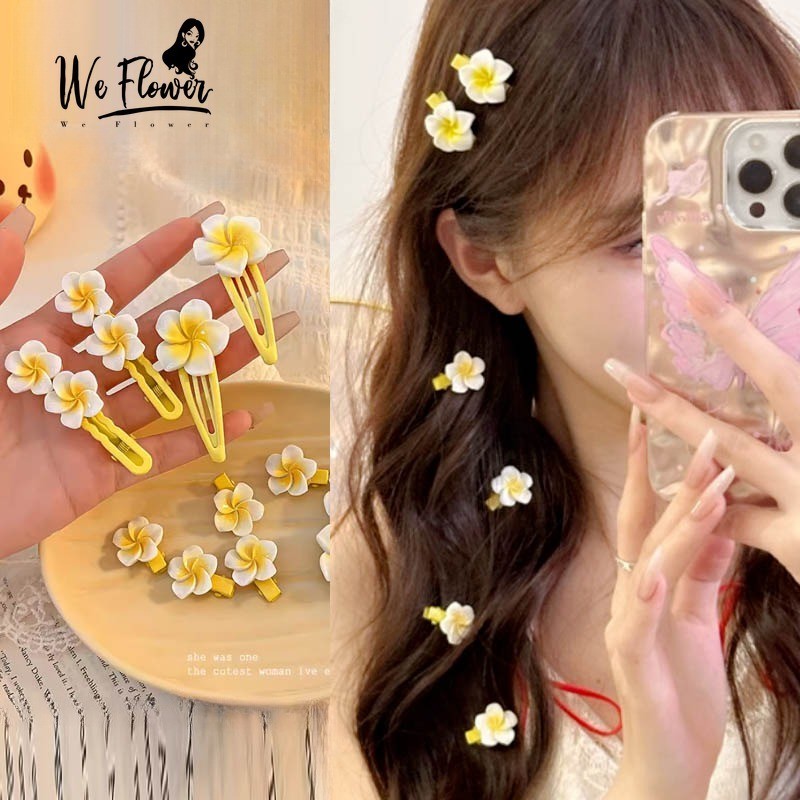 We Flower ฤดูร้อน น่ารัก พลัมเมอเรีย ดอกไม้ กิ๊บติดผม สําหรับผู้หญิง เด็ก แฟชั่น ชายหาด วันหยุด ปิ่นปักผม เครื่องประดับผม