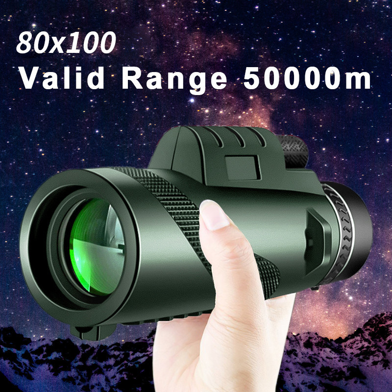 กล้องโทรทรรศน์ตาเดียว HD ZOOM 80x100 องศา แบบพกพา ระยะไกล พร้อมขาตั้งกล้อง สําหรับตั้งแคมป์ ล่าสัตว์