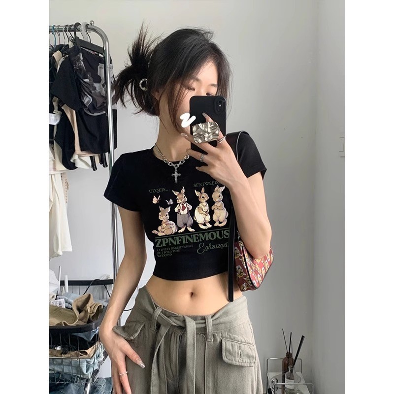 （พร้อมส่งจากกทม มาถึงใน 2วัน）เสื้อครอปแขนสั้น ผ้าคัตคอน นิ่มใส่สบาย #แขนสั้น 100%Cotton T-shirt เสื้อยืดผู้หญิง