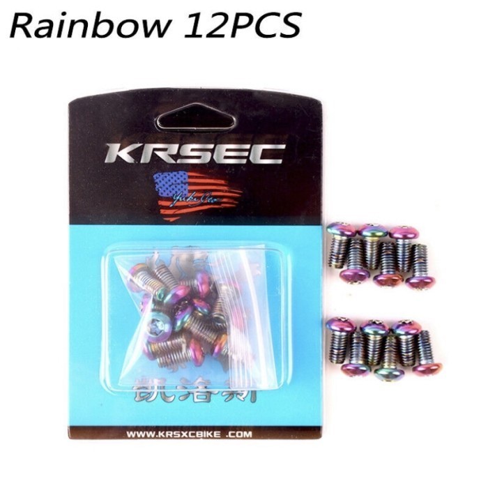 Krsec titanium Rotor Bolts 12pcs Rainbow M5x10mm bolt titanium bike T-25