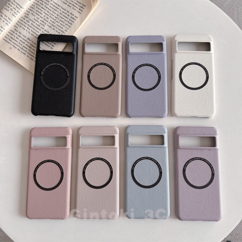 สําหรับชาร์จไร้สาย Google Pixel 9 Pro XL 9A 7 Pro 7A 7 8 Pro 8A 8 6 Pro 6A ปลอกหนังแกะปลอกหนังกันกระแทกหรูหราฝาครอบป้องกัน
