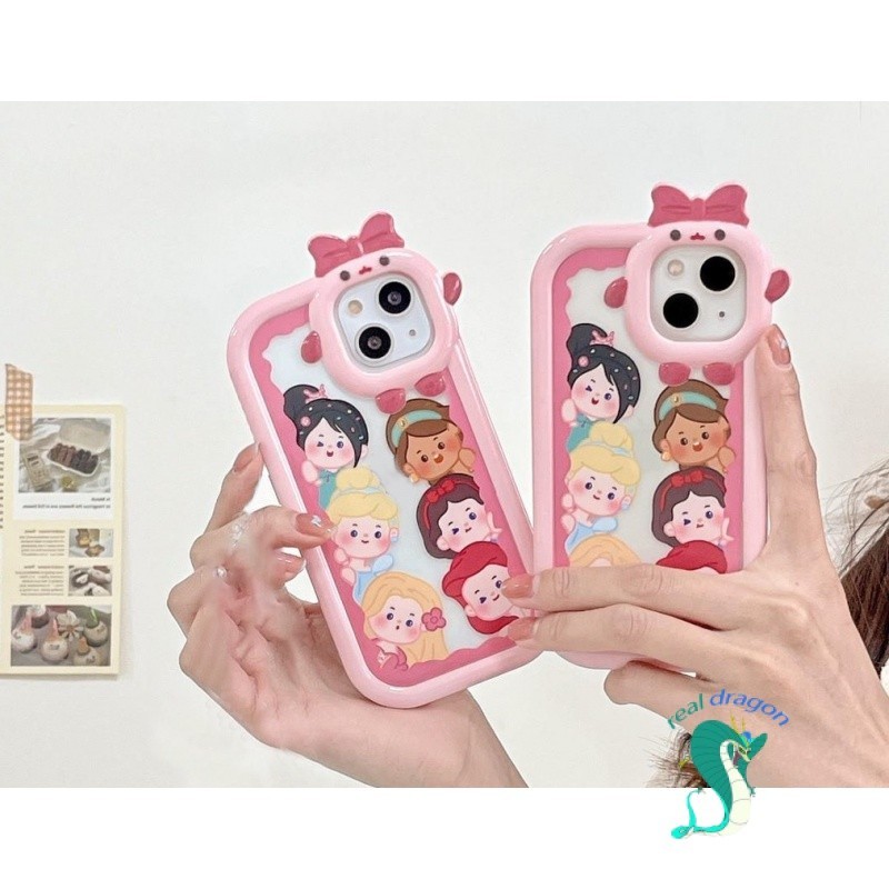 ลายการ์ตูนเจ้าหญิงดิสนีย์  ประดับโบว์ สีชมพู สําหรับ Samsung S23 U1tra S23 S20 A03s A02s A04s A12 A1
