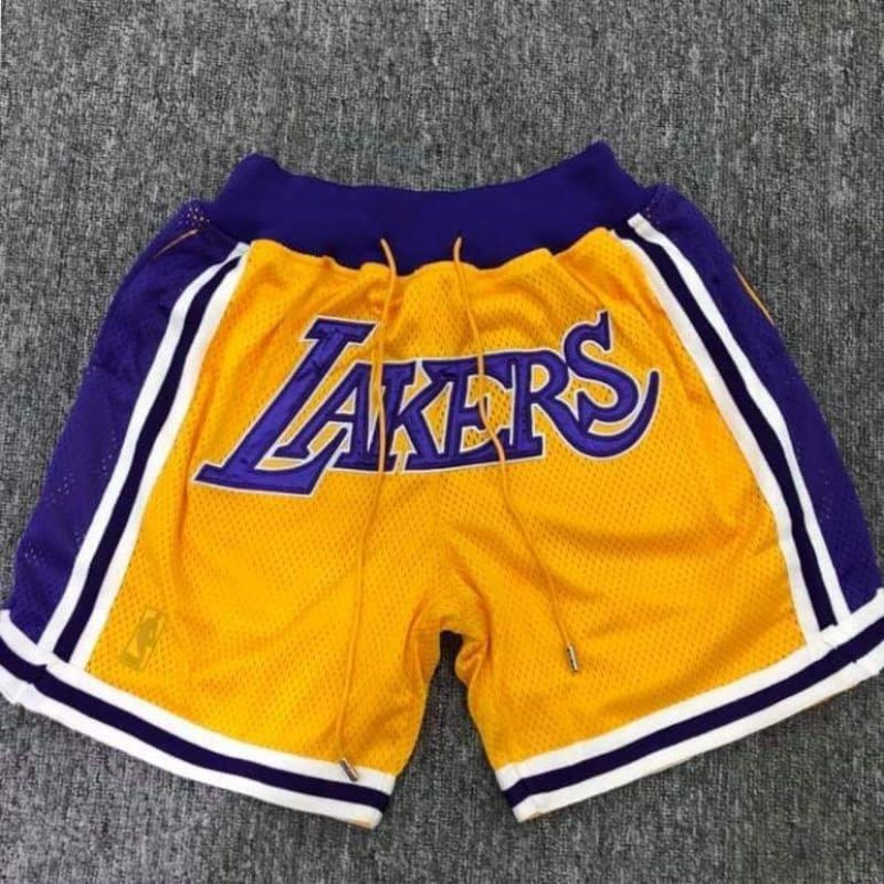 ใหม ่ กางเกงขาสั ้ นบาสเก ็ ตบอล Just Don Lakers Full 3D พิมพ ์ Pocket Top Quality