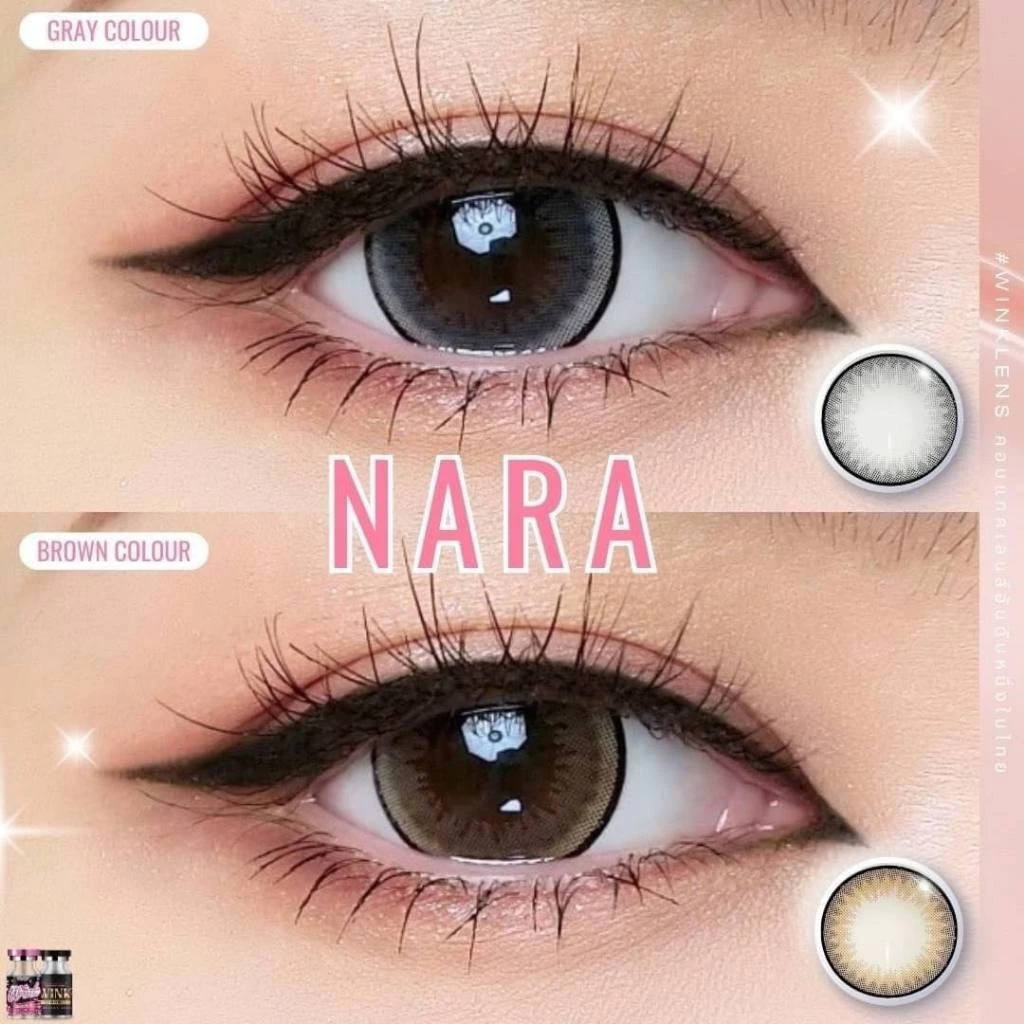 คอนแทคเลนส์(บิ๊กอาย) Nara Brown / Gray / Black (Wink) ⭐️ลายฮิต ขายดีมาก กรองแสงกันยูวี