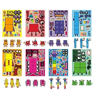 8PCS CartoonDigital Pencil People Stickers Cartoon Creative Stickers Childrens Numberblocks Series Puzzle DIY สติกเกอร์สัตว์น่ารักระเบิดเปลี่ยนสติกเกอร์ปริศนา