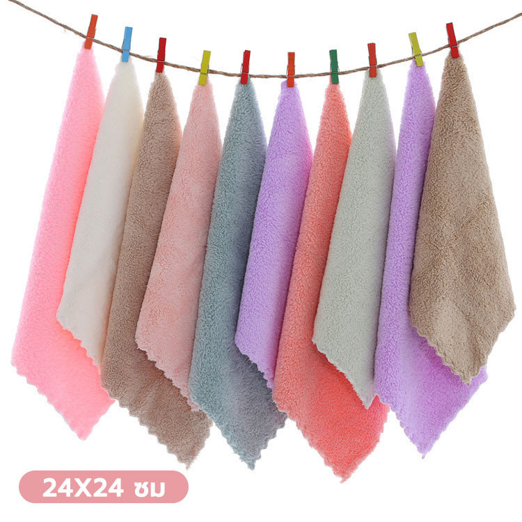 ผ้าขี้ริ้ว เช็ดโต๊ะ เนื้อผ้าซับน้ำดี ซึมซับน้ำได้ดี 24 * 24 cm ผ้าเช็ดจาน ผ้าเช็ดทำความสะอาดอเนกประสงค์