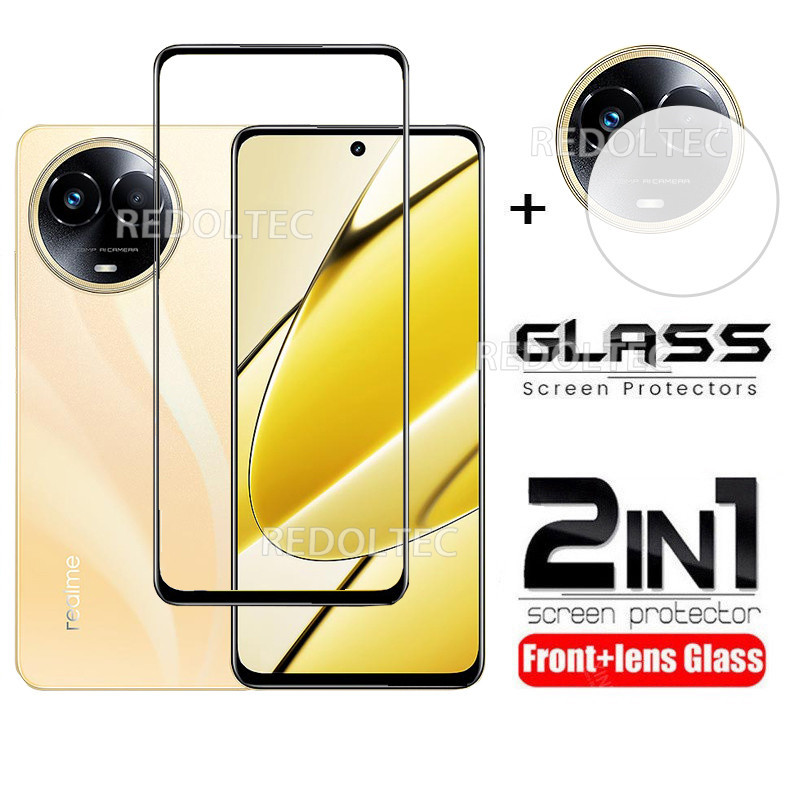 2 in 1 Realme 11 5G 11X 5G 11 4G ฟิล์มกระจกนิรภัยกันรอยหน้าจอ และเลนส์กล้อง แบบเต็มจอ และกาวกันรอยเต็มจอ สําหรับ Realme11 Realme11X Realme115G