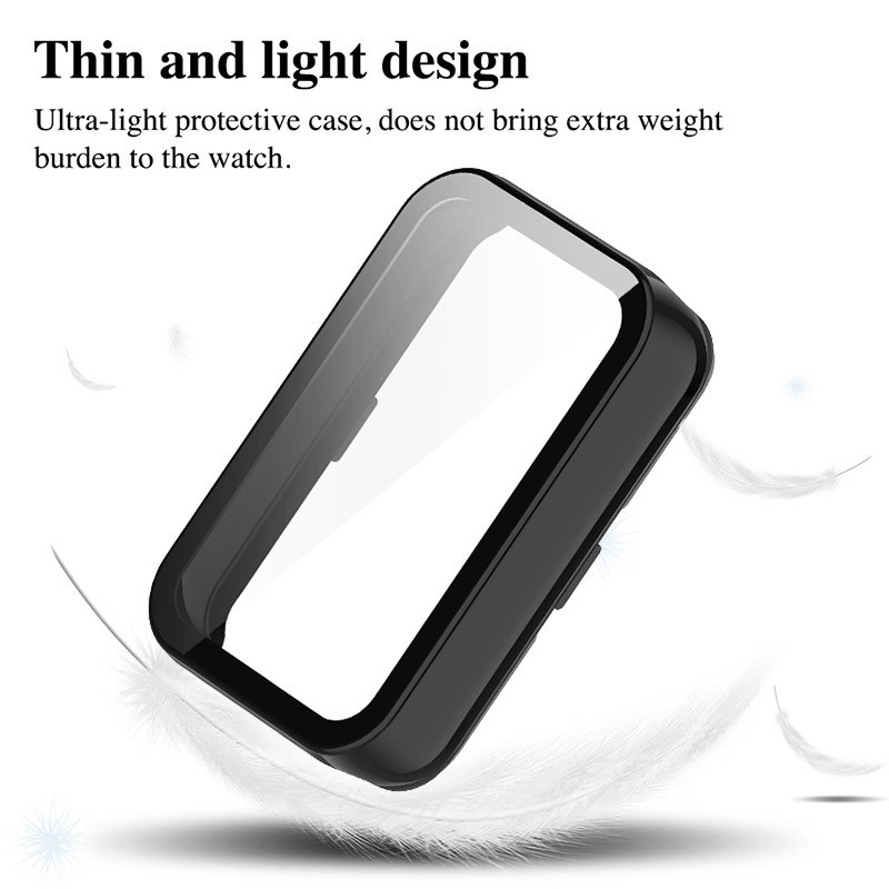 2-in-1 กระจกนิรภัย + เคส สําหรับ For Huawei Band 10 อุปกรณ์เสริม PC ฝาครอบป้องกันกันชนรอบด้าน + ตัวป้องกันหน้าจอ สําหรับ For Hauwei Band 9/8