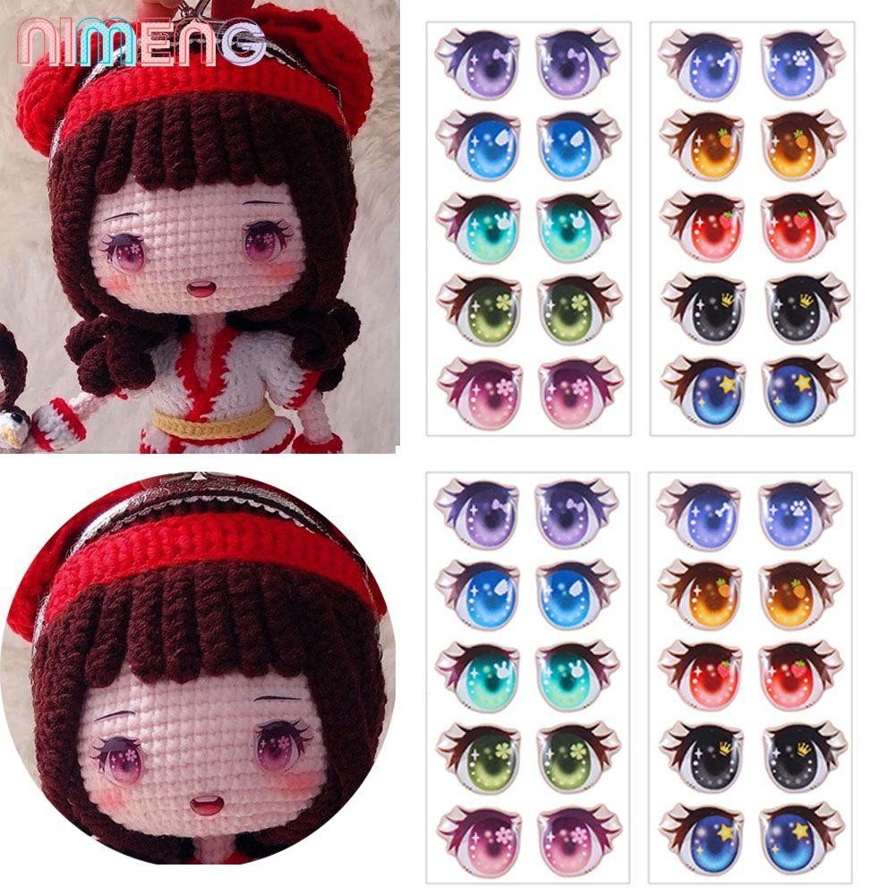 Nimeng สติกเกอร์ รูปการ์ตูนอนิเมะน่ารัก คุณภาพสูง สําหรับตกแต่งตุ๊กตา DIY 10 คู่