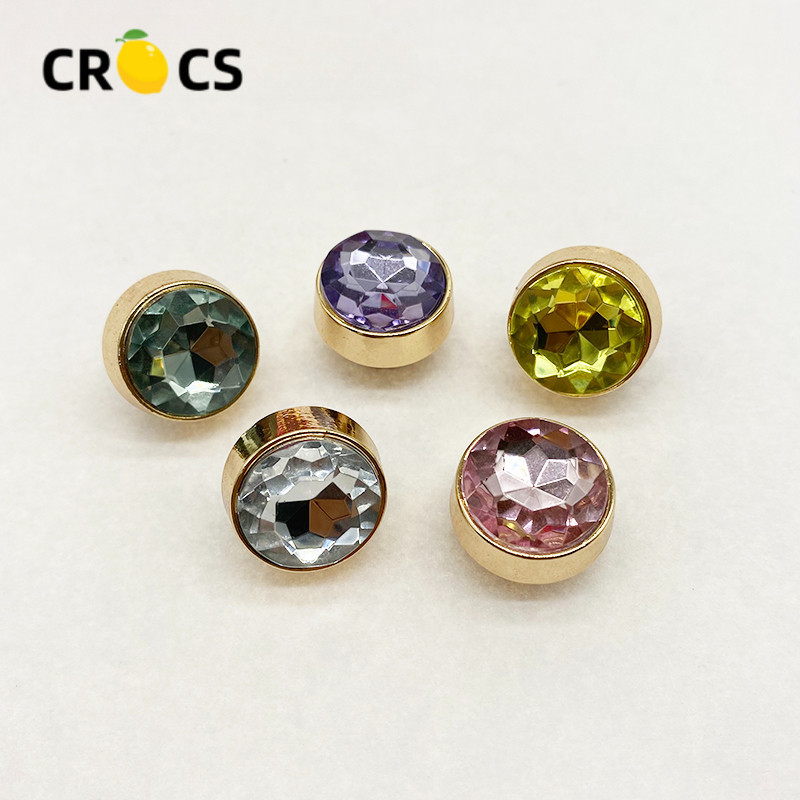 หัวเข็มขัดโลหะ รูปดอกไม้ ประดับเพชร สําหรับตกแต่งรองเท้า Crocs DIY