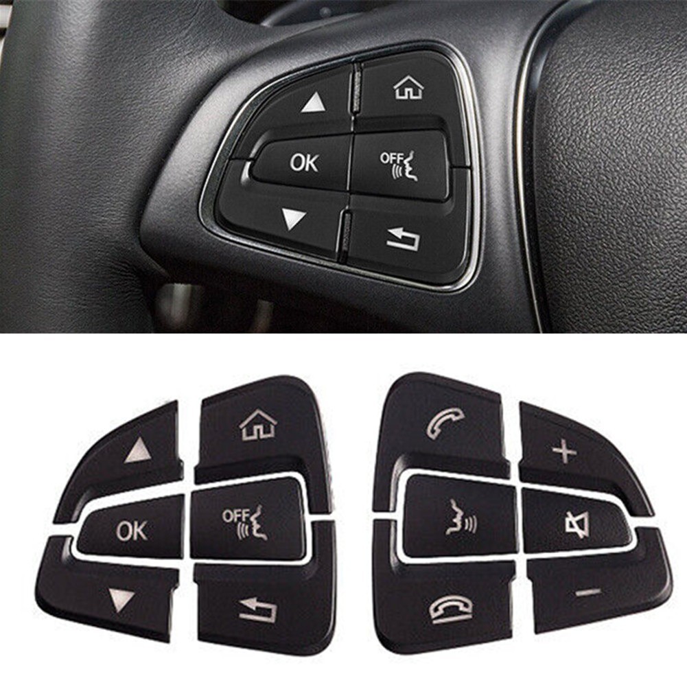 [bestshe] สติกเกอร์ติดปุ่มพวงมาลัยรถยนต์ ABS สีดํา สําหรับ Benz C W205 2015-18 12 ชิ้น