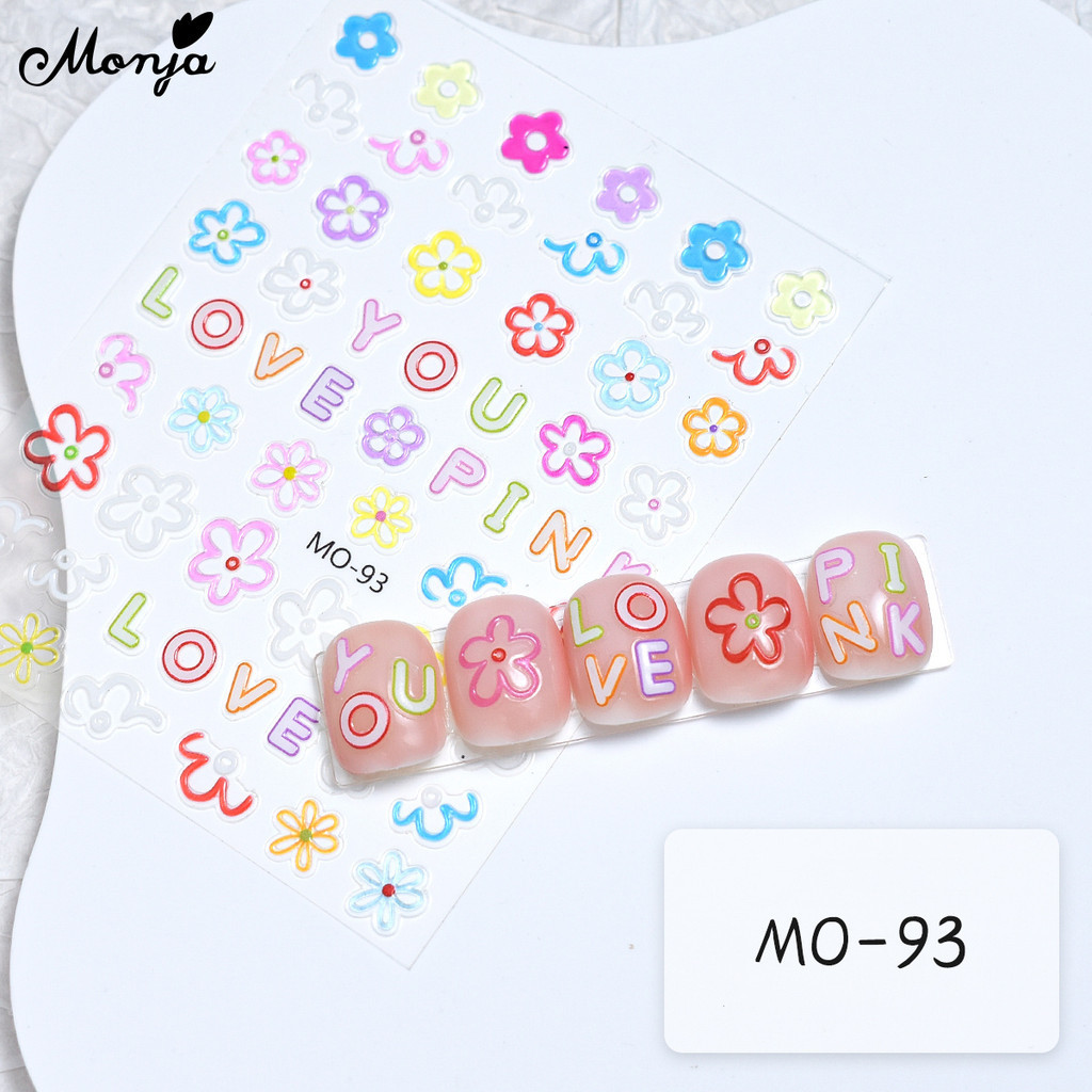 Monja สติกเกอร์ ลายดอกไม้ ดาว 3D มีกาวในตัว สําหรับตกแต่งเล็บ DIY - รูปที่ 4