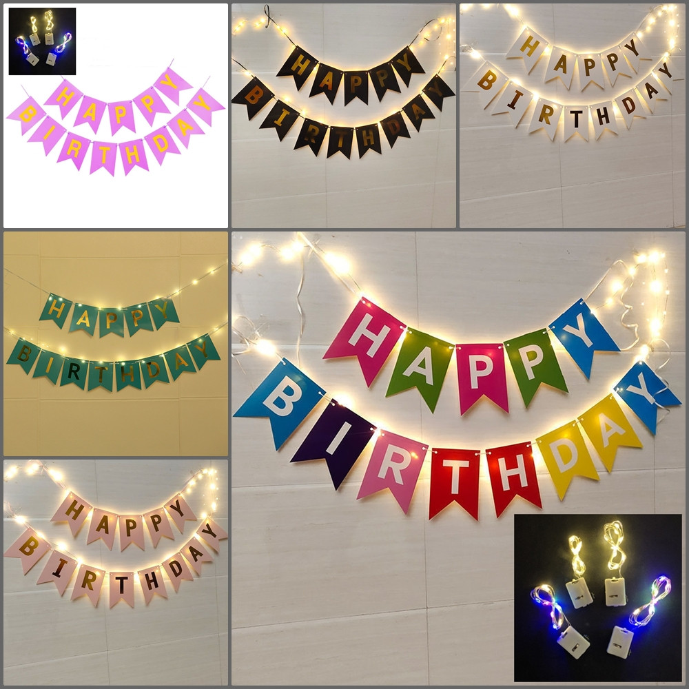 มีสีให้เลือเยอะมากๆ ชุดป้ายวันเกิด Happy Birthdayไฟลวด LEDแถมถ่านกระดุม รายละเอียดในชุดดูได้จากภาพ  (พร้อมส่งจากกรุงเทพ)