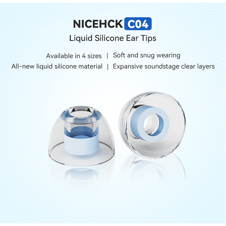 Nicehck C04 Liquid Silicone Ear Tips Noise Isolating Soft ขยาย Soundstage Clear Layers Eartips