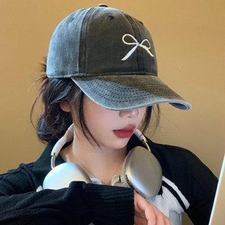 หมวกแก็ป (ปักโบว์) หมวกเบสบอล แฟชั่นเกาหลี cotton cap หมวกเด…