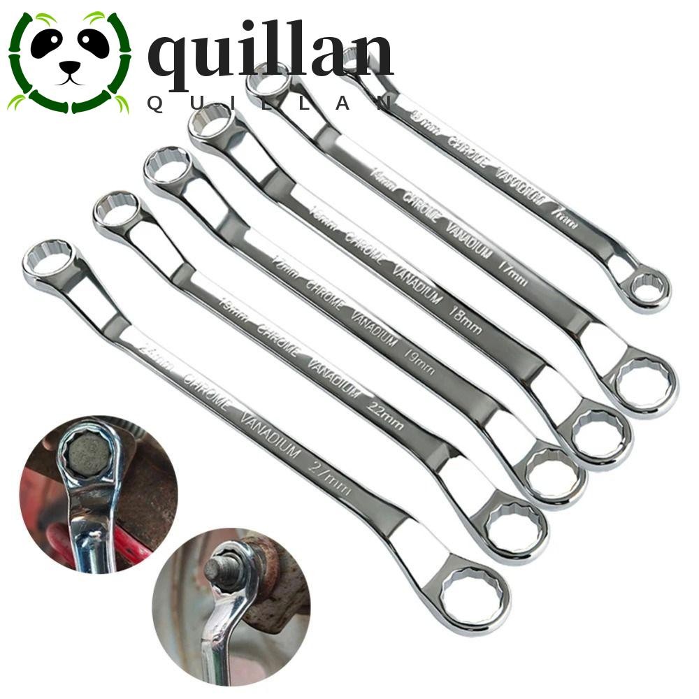 Quillan ประแจปลายกล่องคู่,เมตริก 45 องศา Offset แหวน Spanner,ปฏิบัติ 6-27 มม. Chrome Steel Offset Handle กล่องประแจ Workshop