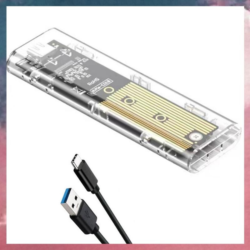 M2 SSD กรณี M.2 NVME SSD แบบพกพา USB3.1 Type-C SSD โปร่งใส Hard Disk Case 5Gbps สําหรับ PC