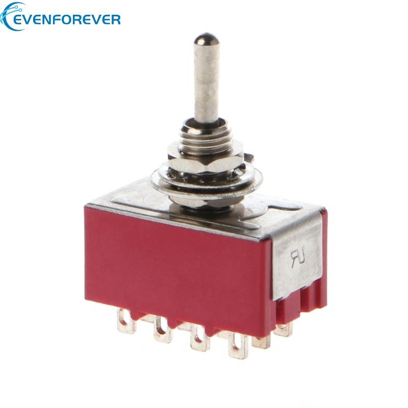 Ev AC 250V 2A 125V 5A 12-Pin On 2 ตําแหน่ง 4PDT Mini Toggle Switch สีแดง