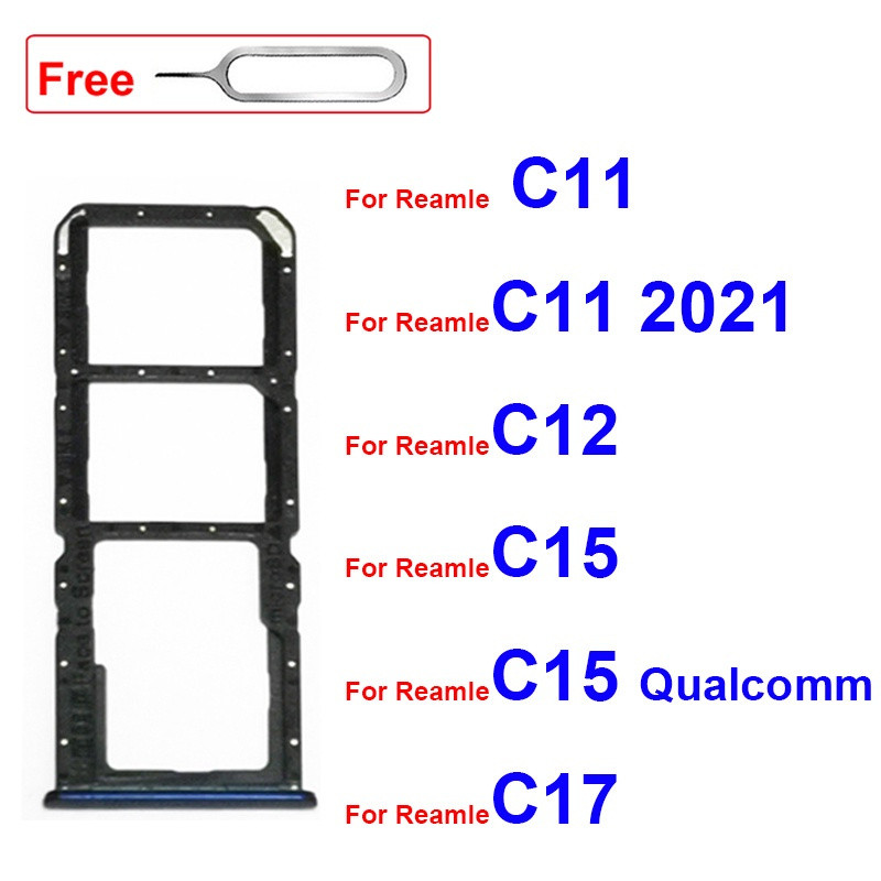 ถาดซิมการ์ดสําหรับoppo Realme C11 2021 C12 C15 C17 Dualซิมการ์ดซ็อกเก็ตMicro SD Card Readerผู้ถือสล็อตเปลี่ยนชิ้นส่วน