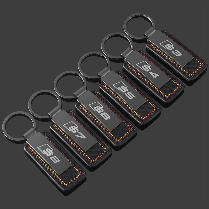 Audi S3 S4 S5 S6 S7 S8 RS3 RS4 RS5 RS6 Leather Carbon Fiber Pattern Car Key Ring 1z7l