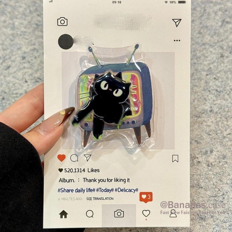 Iphone 16 15 14 13 12 11 Pro Max X Xr Xs Max 7 8 Plus SE2020 เคสโทรศัพท์การ์ตูนทีวี Black Cat + Stand Soft Back Clear Cover - รูปที่ 3