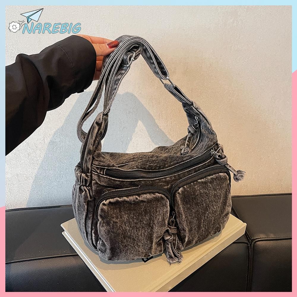 กระเป๋าผ้าเดนิม Denim Tote Bag กระเป๋าถือขนาดใหญ่ Hobo Bag Jean Purses สําหรับผู้หญิงทํางาน Shopping Travel ✿