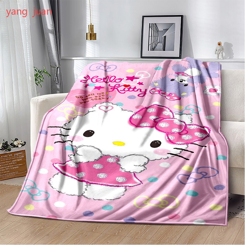 Soft Hello Kitty ผ้าห่มสีขาว Sanrio Cat Character Quilt Perfect Custom สําหรับแฟน Hello Kitty q98