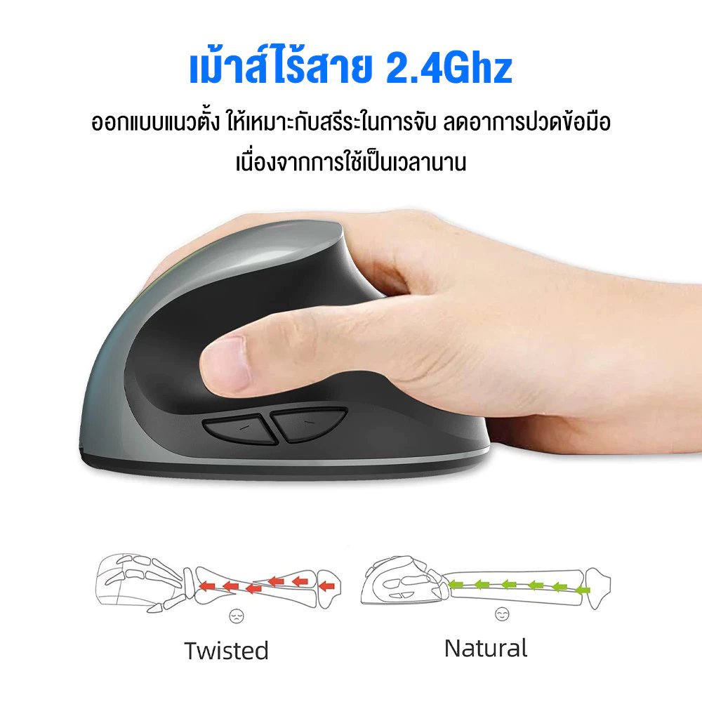 เมาส์ไร้สาย HXSJ X10 Ergonomic 2.4Ghz thumbnail 7