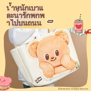 บริการจัดส่งในพื้นที่)Xiao.stock กระเป๋าผ้าหมีเนย Butterbear x deli ลิขสิทธิ์แท้2