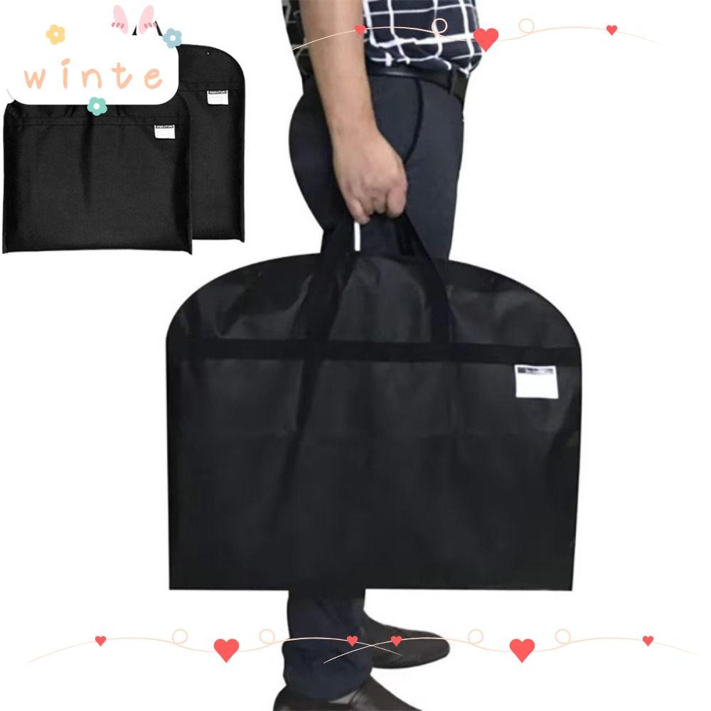 ใส่กระเป๋าเสื้อผ้า,ถุงเก็บสูทไม่ทอแบบพกพา,การจัดเก็บเสื้อผ้าแบบพับได้สีดําฝาครอบกันฝุ่นเดินทาง