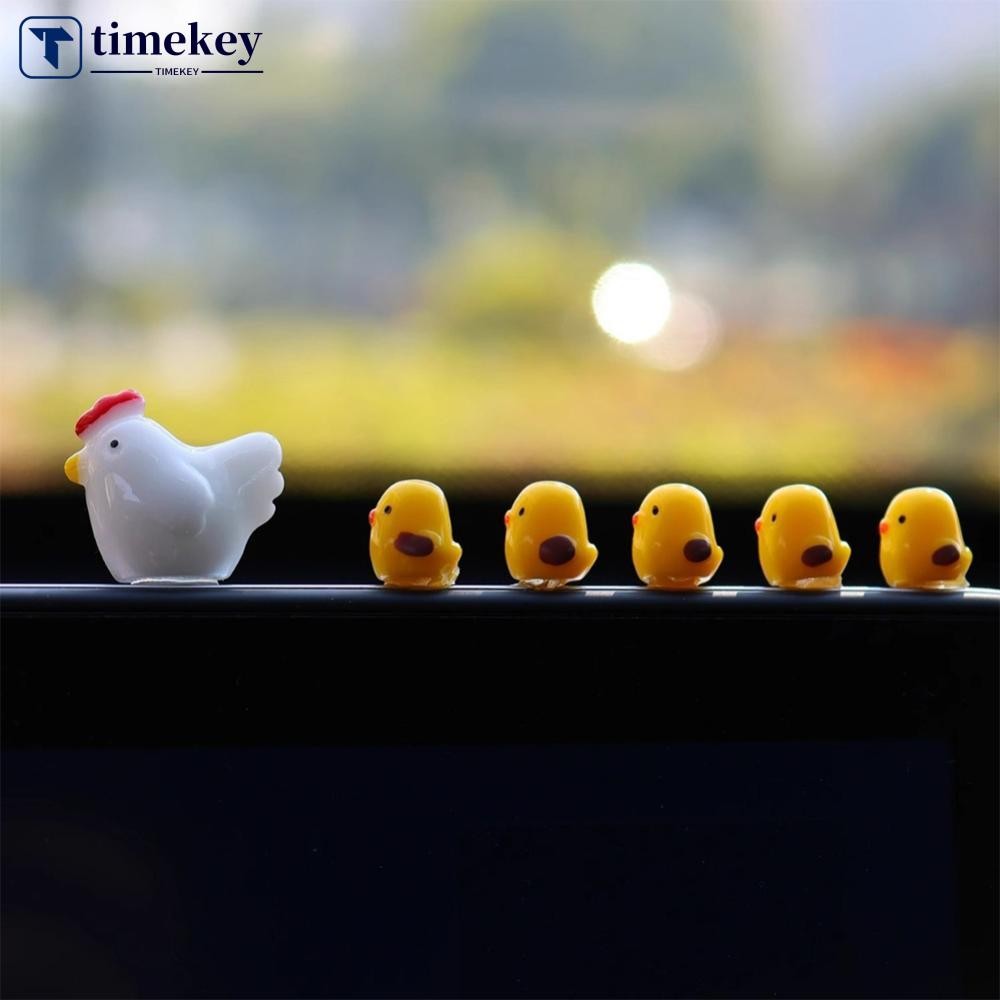 TME Mini สีเหลือง Chicks Hen House Dashboard Navigator เครื่องประดับคอนโซลกลางรถยนต์ 5/6/9/11 ชิ้น