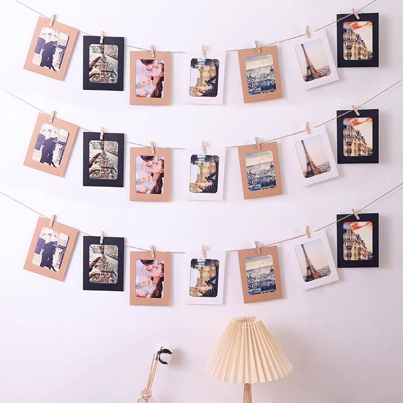 Qouzmo 3/4/5/6/7 นิ้วฟรี twine คลิป - photo wall กรอบรูปกระดาษคราฟท์ Creative แขวนกรอบรูปกระดาษตกแต่งบ้าน