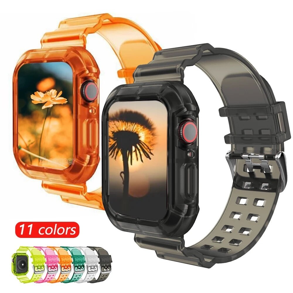 สายนาฬิกาข้อมือซิลิโคนใส สําหรับ Apple Watch Ultra2 49 มม. 42 มม. 41 มม. 38 มม. 44 มม. 40 มม. 45 มม. Iwatch series 9 8 7 6 5 4 SE Ultra 3