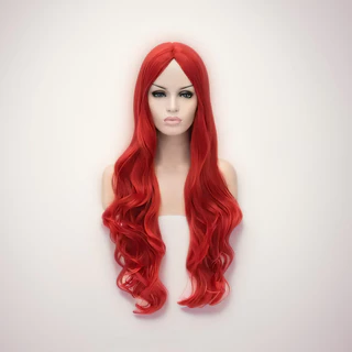 วิกผมยาว หยัก สีแดง ขนด60CM ดูธรรมชาติ สำหรัีบคอสเพลย์ ปาร์ตี้